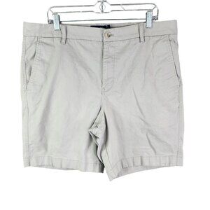 Mens Gray Chaps Stretch Chino Shorts 9" Inseam Cotton Elastane Blend Size 38